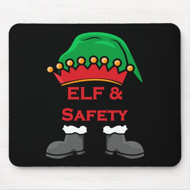 Elf And Safety, Funny Health &amp; Safety Elf Long Mousepad (Vorne)