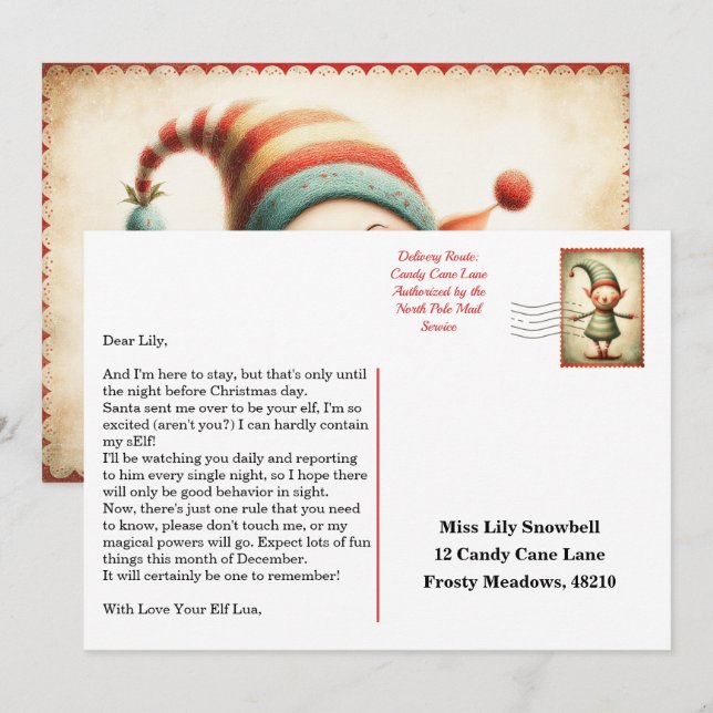 Elf Arrival Letter | North Pole Welcome Message Einladung (Vorne/Hinten)