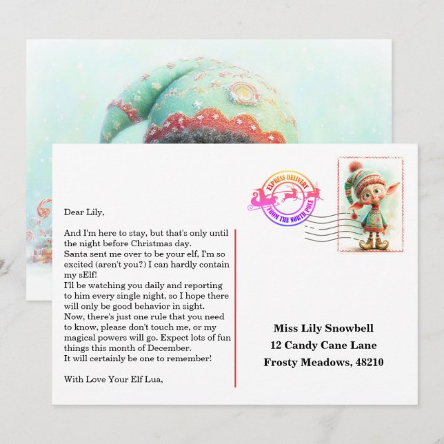Elf Arrival Letter | North Pole Welcome Message Einladung (Vorne/Hinten)