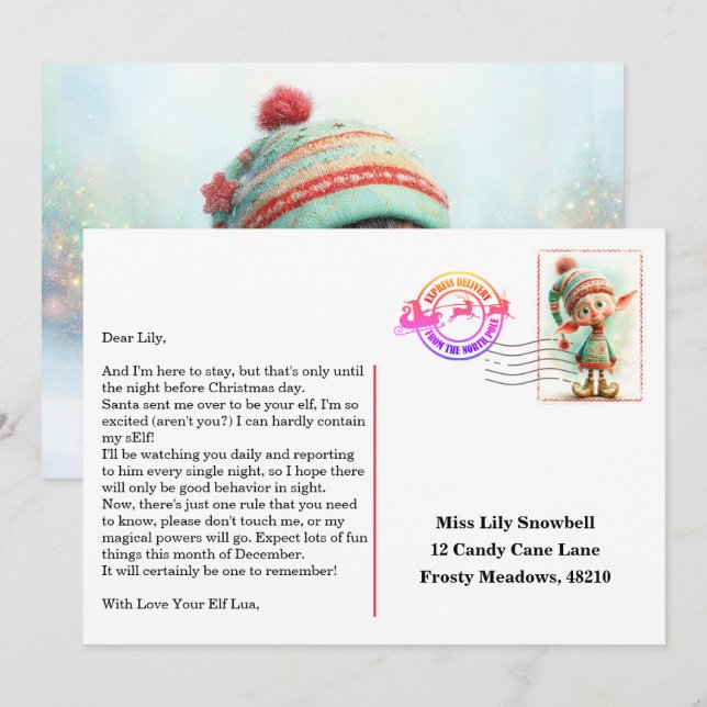 Elf Arrival Letter | North Pole Welcome Message Einladung (Vorne/Hinten)