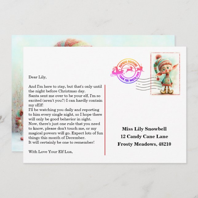 Elf Arrival Letter | North Pole Welcome Message Einladung (Vorne/Hinten)