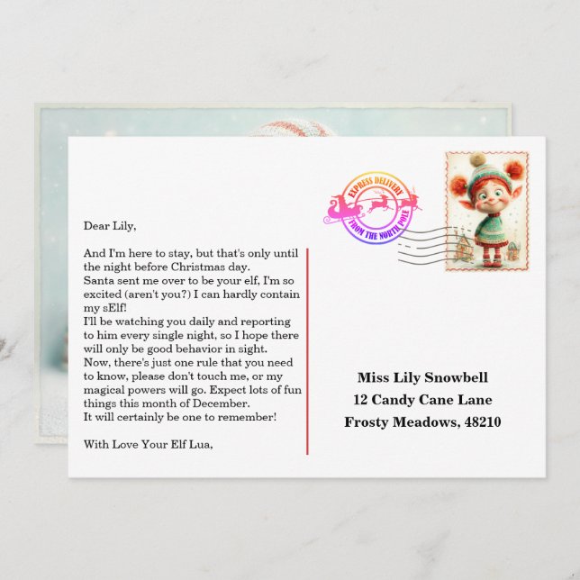 Elf Arrival Letter | North Pole Welcome Message Einladung (Vorne/Hinten)