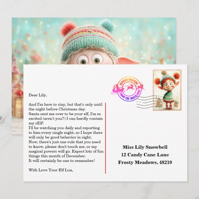 Elf Arrival Letter | North Pole Welcome Message Einladung (Vorne/Hinten)