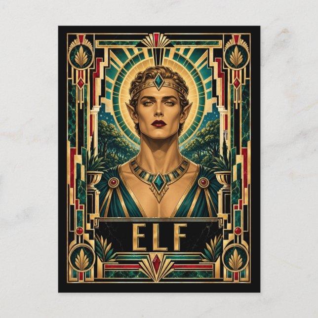 Elf, Art Deco Mythisch Postkarte (Vorderseite)
