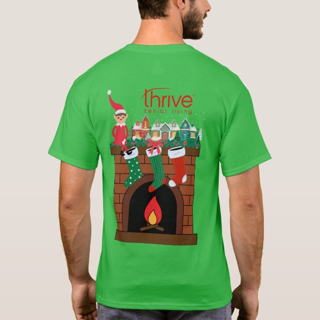 Elf auf dem Kaminsims gedeiht T-Shirt (Rückseite)