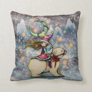 Elf auf einem Eisbären Weihnachts-Festtags-Kunst Kissen