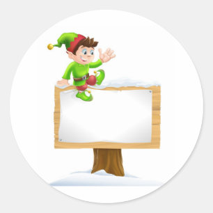 Elf auf Snowy-Zeichen Runder Aufkleber