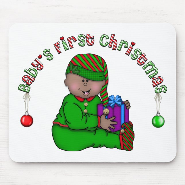 Elf Baby African American 1. Weihnachten Mousepad (Vorne)
