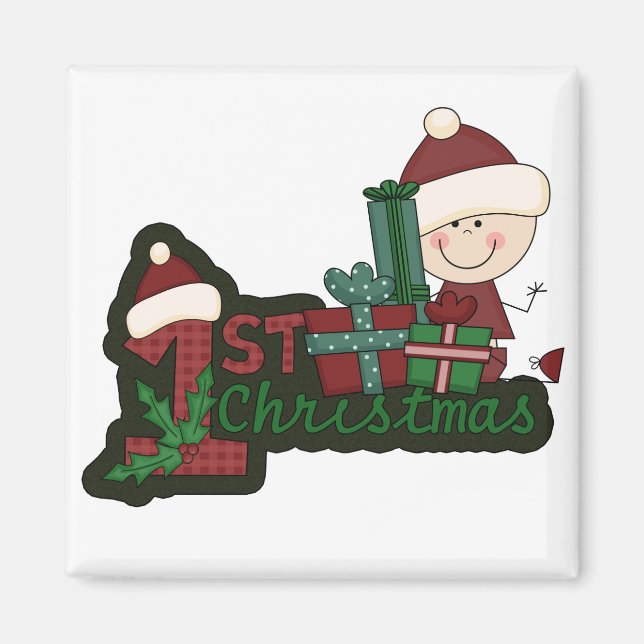 Elf Baby First Christmas T - Shirt und Geschenke Magnet (Vorne)