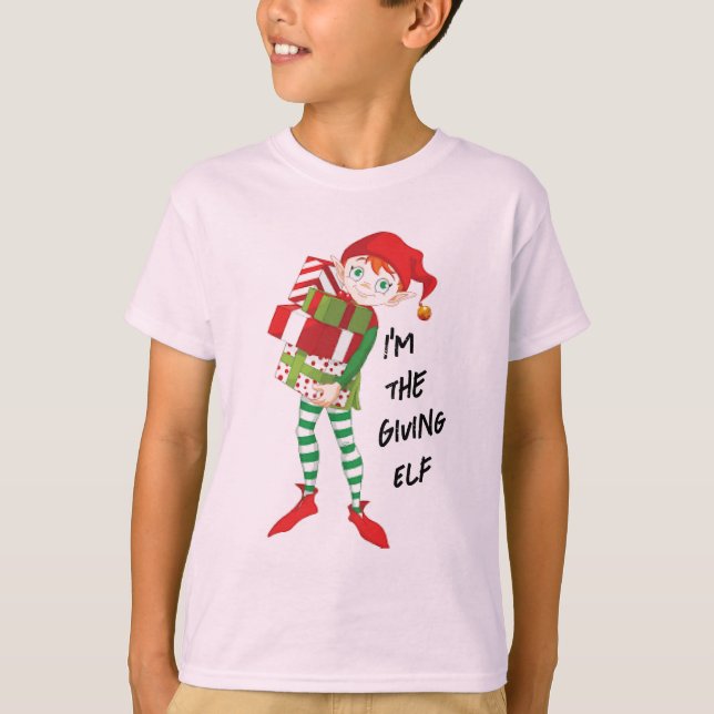 Elf Basic Kid's Unisex Holiday Elf T - Shirt geben (Vorderseite)
