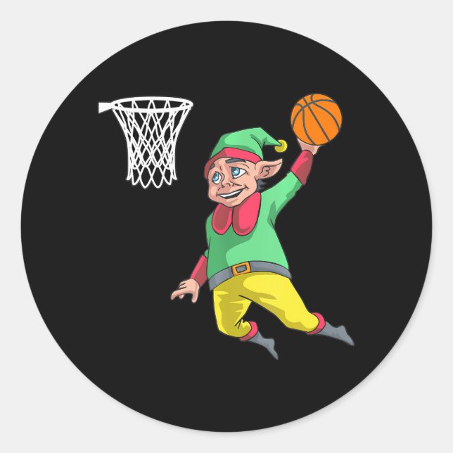 Elf Basketball Weihnachtsslam Dunk Gif PBV Runder Aufkleber (Vorderseite)