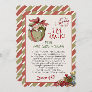 Elf Brief "I'm Back" für die Einladung zu Weihnach