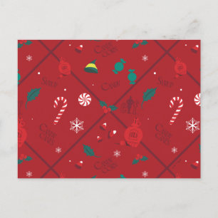 Elf Candy Schachbrett Pattern Feiertagspostkarte