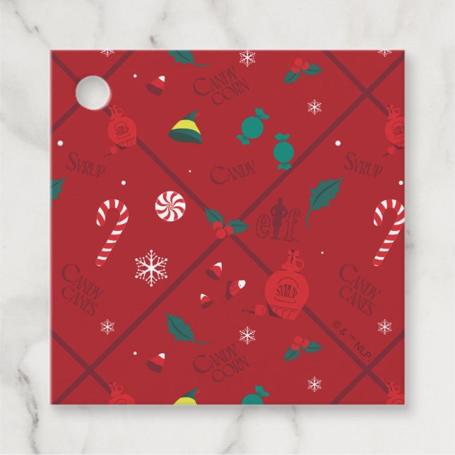 Elf Candy Schachbrett Pattern Geschenkanhänger (Vorderseite)