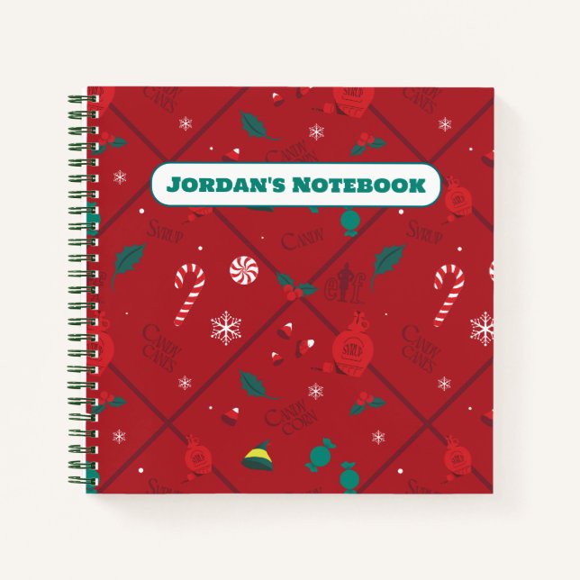 Elf Candy Schachbrett Pattern Notizbuch (Vorderseite)