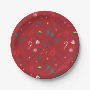 Elf Candy Schachbrett Pattern Pappteller