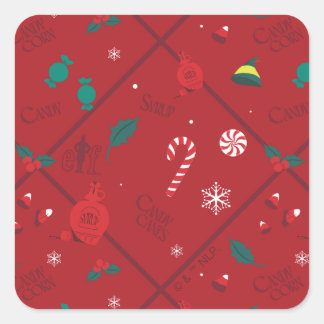 Elf Candy Schachbrett Pattern Quadratischer Aufkleber