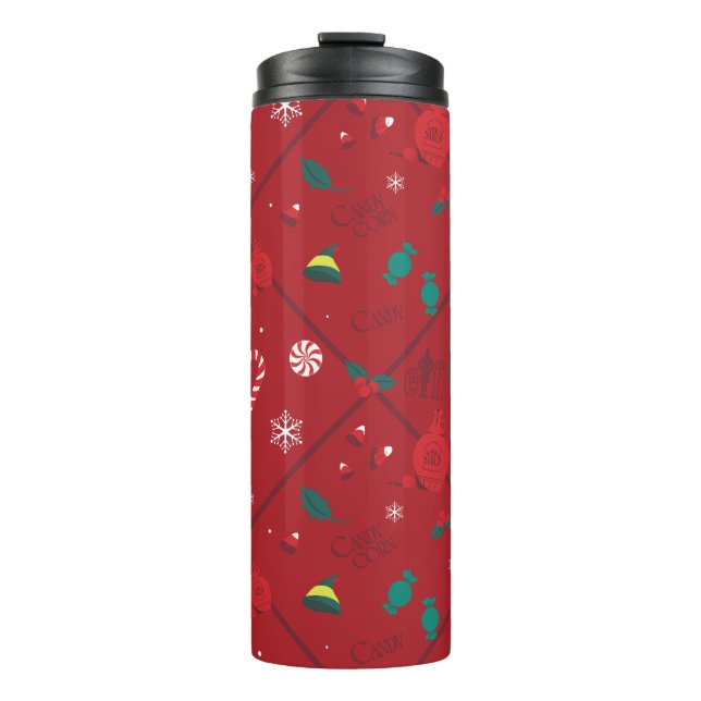 Elf Candy Schachbrett Pattern Thermosbecher (Vorderseite)