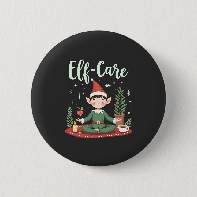 Elf Care Funny Christmas Elf Magische Selbstversor Button (Vorderseite)