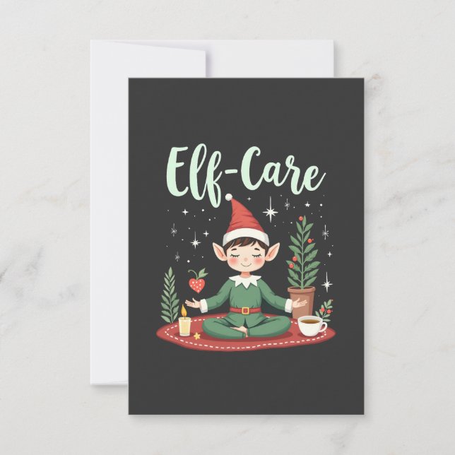 Elf Care Funny Christmas Elf Magische Selbstversor Dankeskarte (Vorderseite)