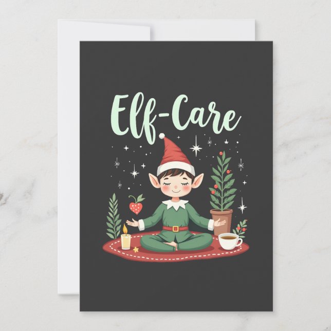 Elf Care Funny Christmas Elf Magische Selbstversor Einladung (Vorderseite)