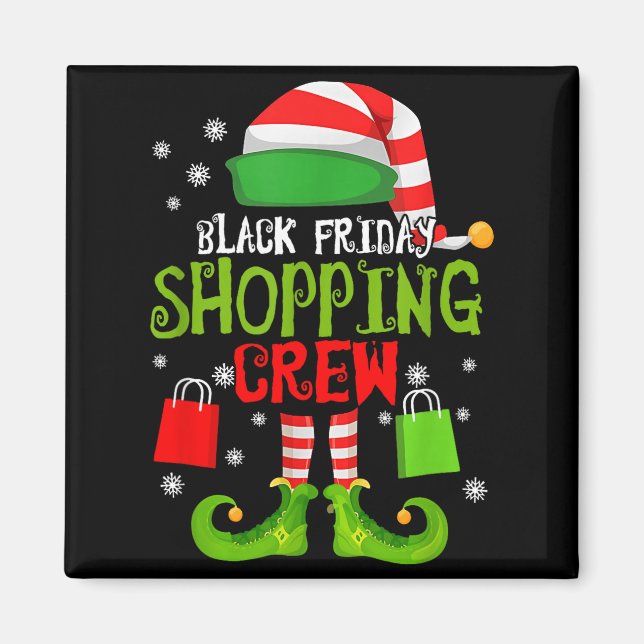 Elf Christmas Black Shopng Funny Friday Shopng Cre Magnet (Vorne)