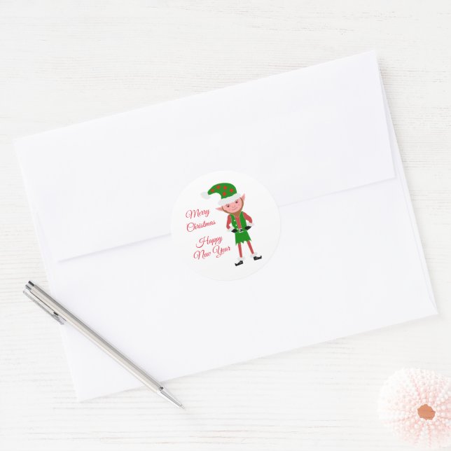 Elf Christmas Classic Round Sticker (Umschlag)