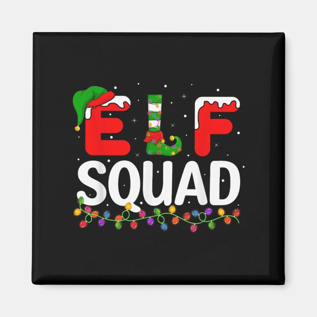 Elf Christmas Family Matching Xmas Pajama Elf Squa Magnet (Vorne)