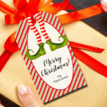 Elf Christmas  Geschenkanhänger<br><div class="desc">Fun elf legs wearing red and ivory striped tights and green boots with jingle bells and your holiday Christmas party details in chic lettering,  these gift tags are perfect for your office holiday party,  friends and family holiday Christmas gifts,  and more.  MATCHING items in our store.</div>