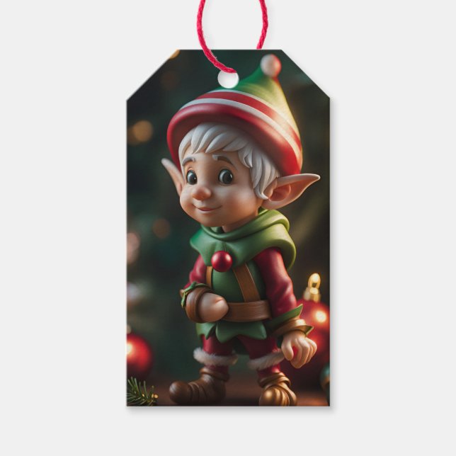 Elf Christmas Holiday Geschenk Tag Geschenkanhänger (Vorderseite)