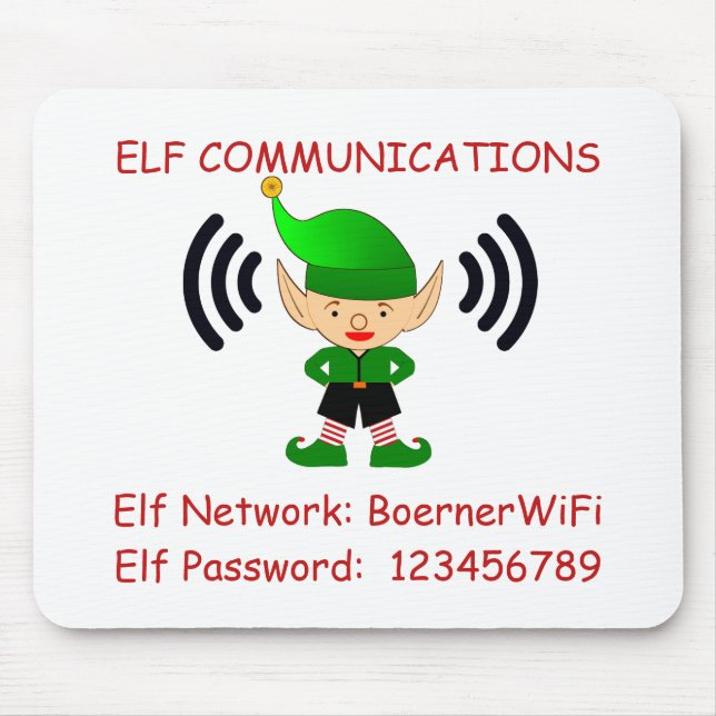 Elf Christmas Wi-Fi Guest Computer Desk Room Mousepad (Vorne)