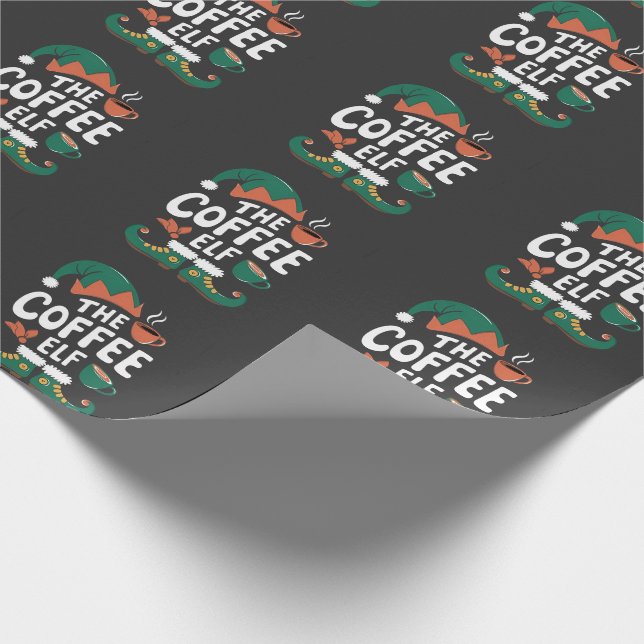 Elf Coffee Funny Christmas Elf Coffeine Lover Geschenkpapier (Ecke)