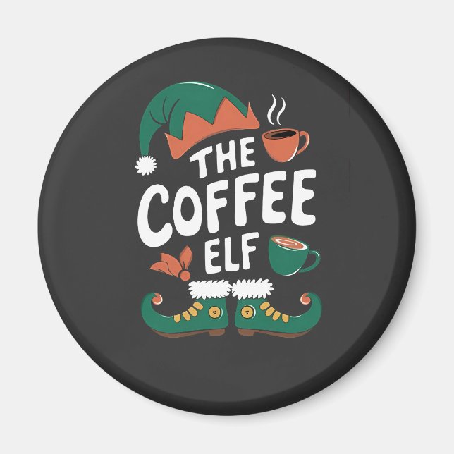 Elf Coffee Funny Christmas Elf Coffeine Lover Magnet (Vorne)