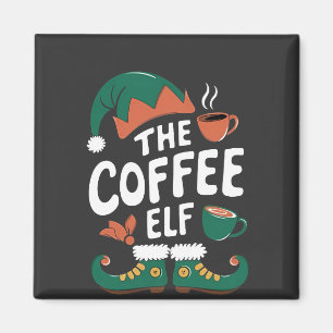 Elf Coffee Funny Christmas Elf Coffeine Lover Magnet
