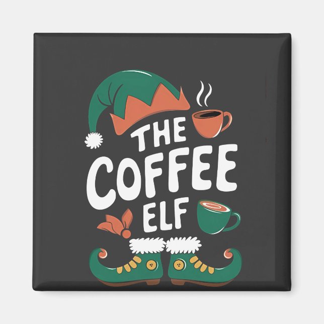Elf Coffee Funny Christmas Elf Coffeine Lover Magnet (Vorne)
