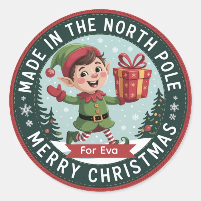 🧵 Elf-Crafted Holiday Badge Sticker (Vorderseite)