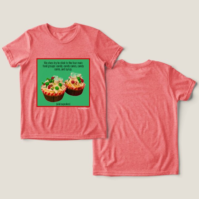 Elf Cupcakes Tri-Blend Shirt (Design Vorderseite & Rückseite)
