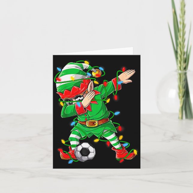 Elf Dabbing Soccer Player Christmas Dab Xmas  Karte (Vorderseite)