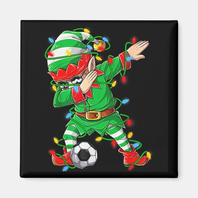 Elf Dabbing Soccer Player Christmas Dab Xmas  Magnet (Vorne)