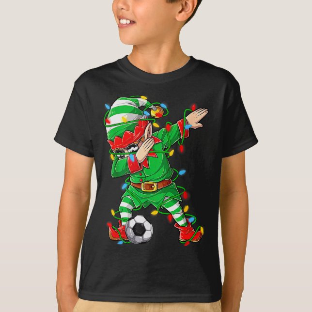 Elf Dabbing Soccer Player Christmas Dab Xmas  T-Shirt (Vorderseite)