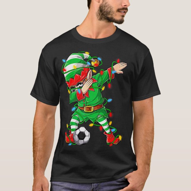 Elf Dabbing Soccer Player Christmas Dab Xmas  T-Shirt (Vorderseite)