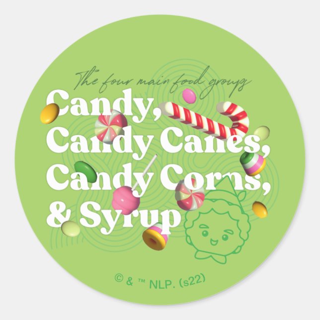 Elf der Film | Die vier Hauptnahrungsgruppen Runder Aufkleber (Vorderseite)