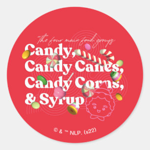 Elf der Film   Die vier Hauptnahrungsgruppen Runder Aufkleber