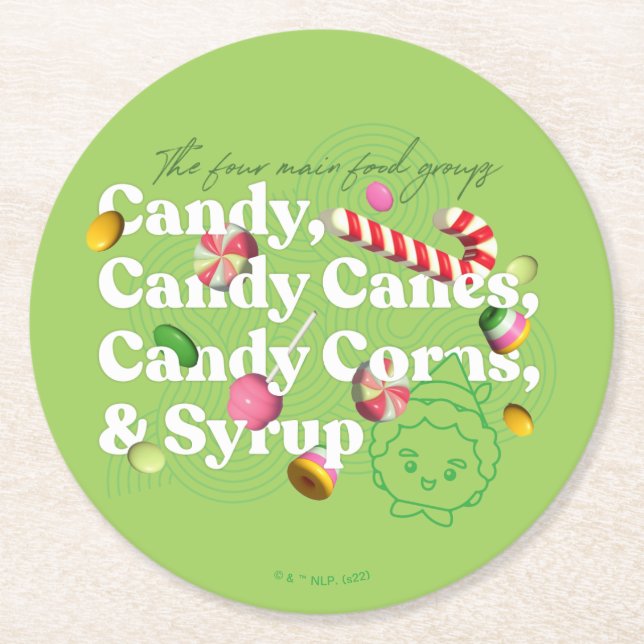 Elf der Film | Die vier Hauptnahrungsgruppen Runder Pappuntersetzer (Vorderseite)