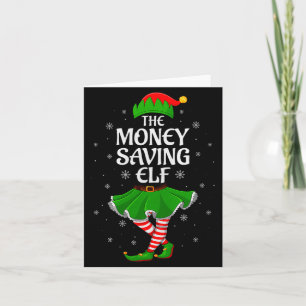 Elf, der Geld spart Weihnachten Familie Mädchen Fr Karte