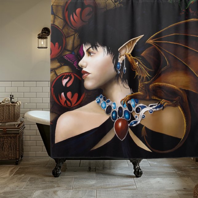 Elf Dragon Butterfly Fantasy Duschvorhang (Von Creator hochgeladen)