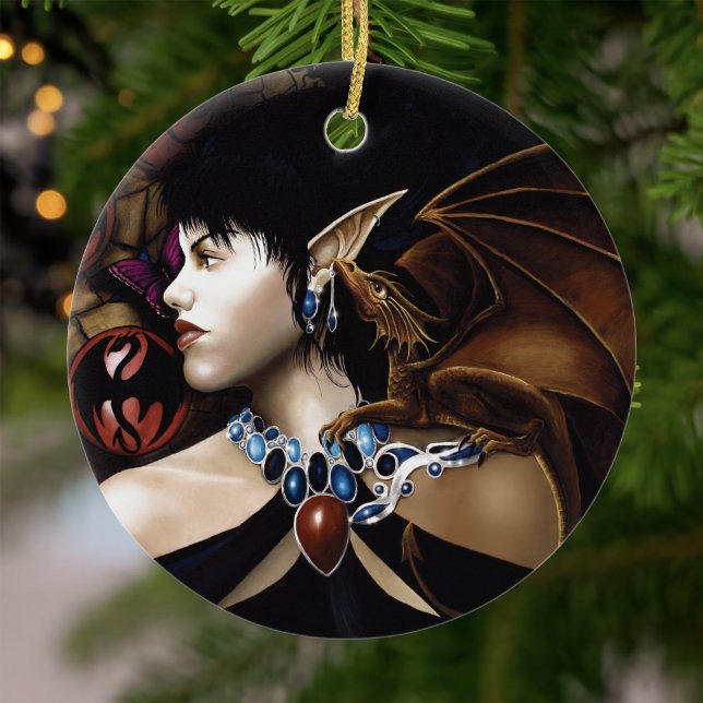Elf Dragon Butterfly Fantasy Keramikornament (Von Creator hochgeladen)