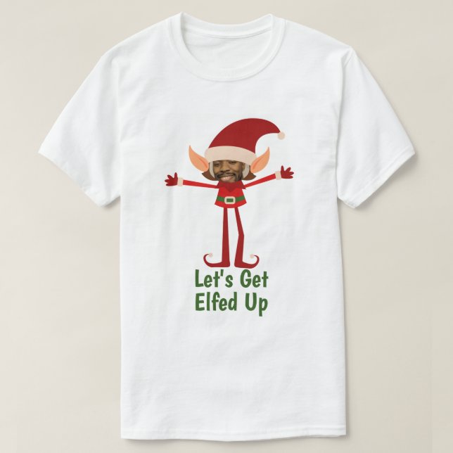 Elf Elfed Up Christmas Foto Gerahmt Head T-Shirt (Design vorne)