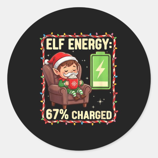 Elf Energy 67 Percent Charged Christmas  Runder Aufkleber (Vorderseite)