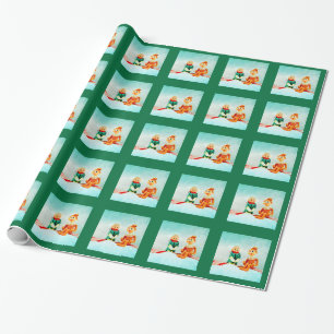 Elf Erstes Datum Grün Kariert Geschenkpapier